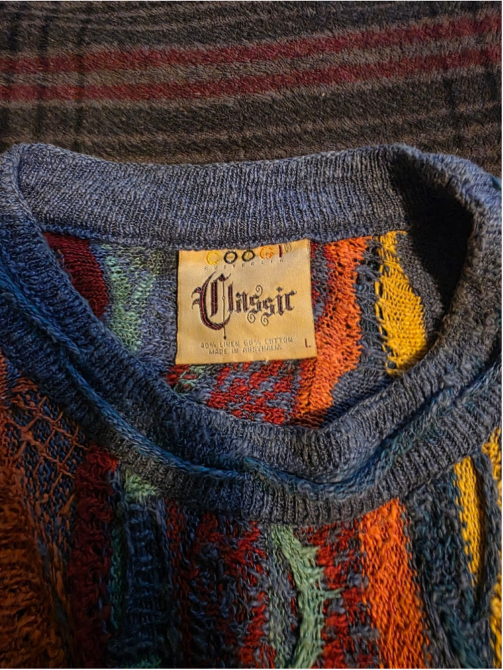 Vintage COOGI Australia brand crewneck sweater. Bold multicolor textured knit - Picture 2 of 3